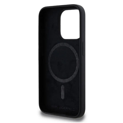 MagSafe Case for Apple iPhone 15 Pro, Karl Lagerfeld, Silicone Karl's Head, Black