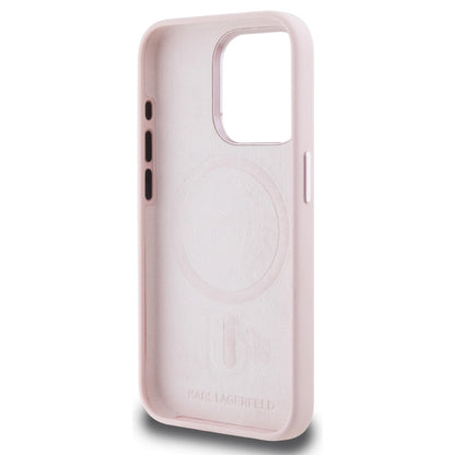 MagSafe Case for Apple iPhone 15 Pro, Karl Lagerfeld, Silicone Shadow Metal Initial, Pink