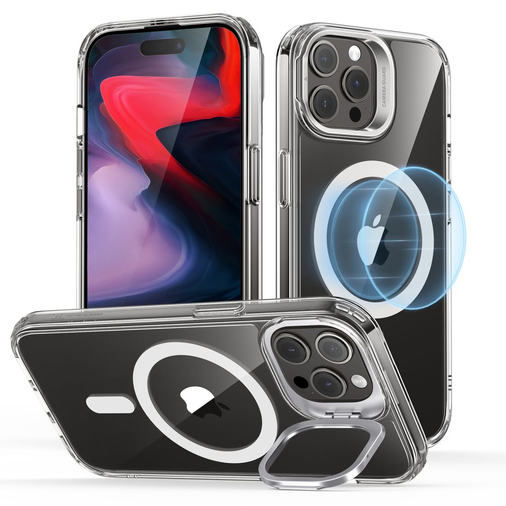 MagSafe Case for Apple iPhone 15 Pro Max, ESR, Classic Hybrid Kickstand, Transparent