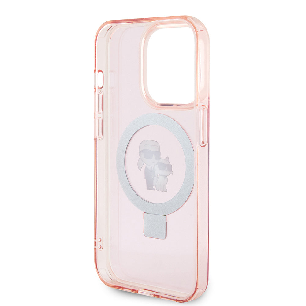 MagSafe Case for Apple iPhone 15 Pro Max, Karl Lagerfeld, Ring Stand Karl & Choupette, Pink