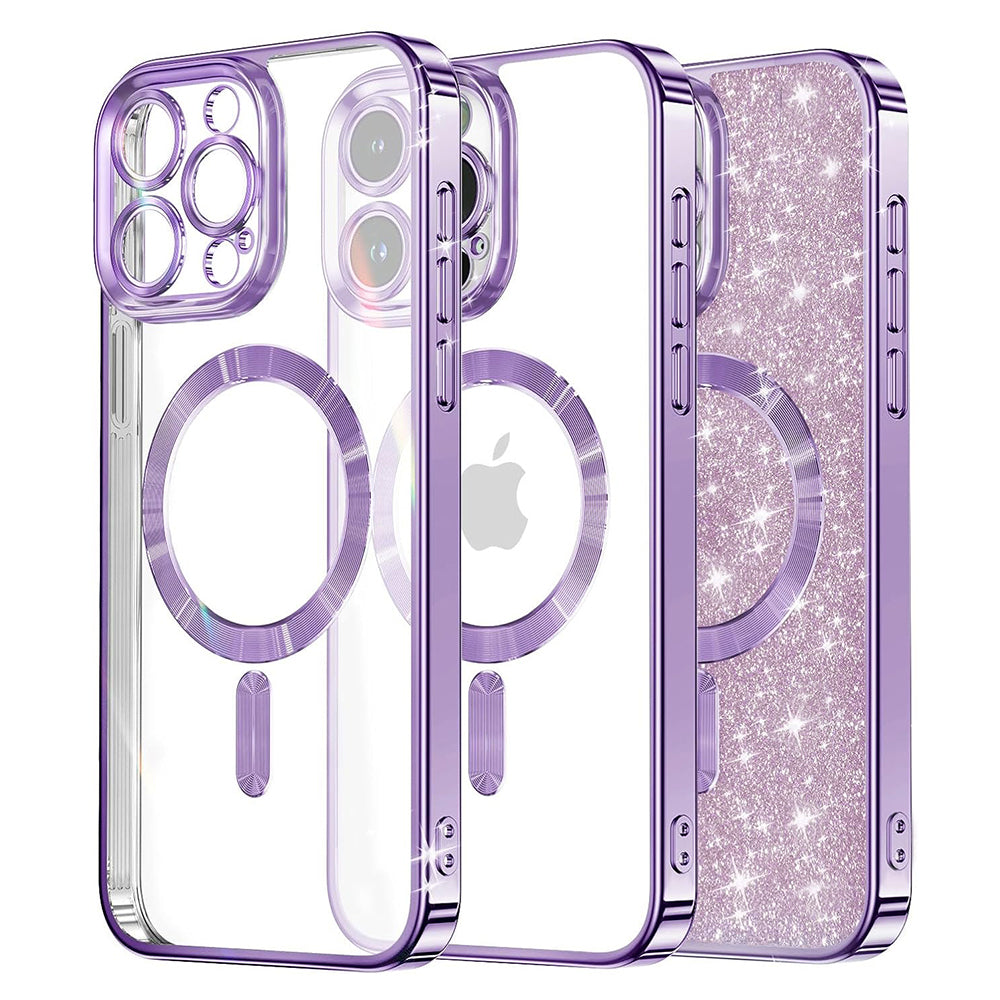 MagSafe Case for Apple iPhone 15 Pro Max, Techsuit, Luxury Glitter, Light Purple