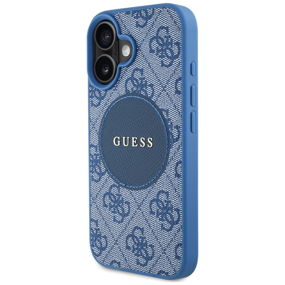 MagSafe Case for Apple iPhone 16, Guess, 4G Circle Classic Logo, Blue