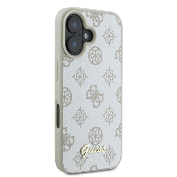 MagSafe Case for Apple iPhone 16, Guess, Peony Script, White