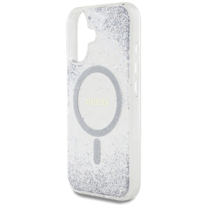 MagSafe Case for Apple iPhone 16, Guess, Resin Gradient Glitter, Silver