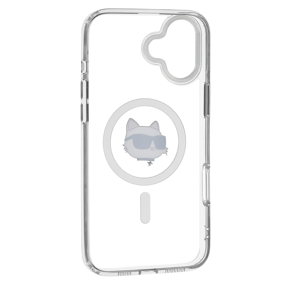MagSafe Case for Apple iPhone 16, Karl Lagerfeld, IML Metal Choupette's Head, White
