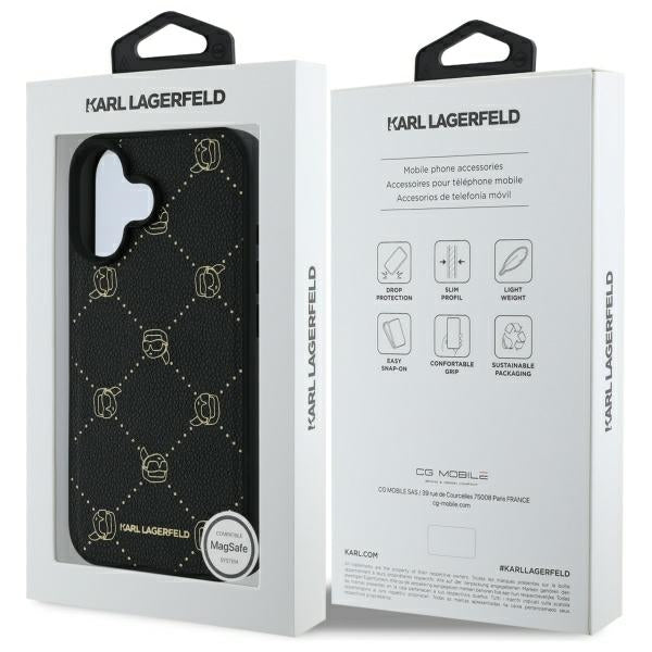 MagSafe Case for Apple iPhone 16, Karl Lagerfeld, Karl's Head, Black