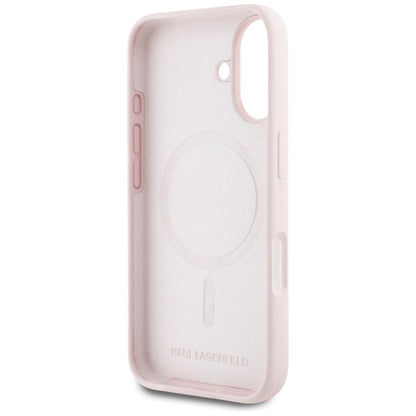 MagSafe Case for Apple iPhone 16, Karl Lagerfeld, Silicone Karl & Choupette's Heads, Pink