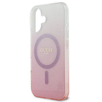 MagSafe Case for Apple iPhone 16 Plus, Guess, IML Glitter Gradient, Pink