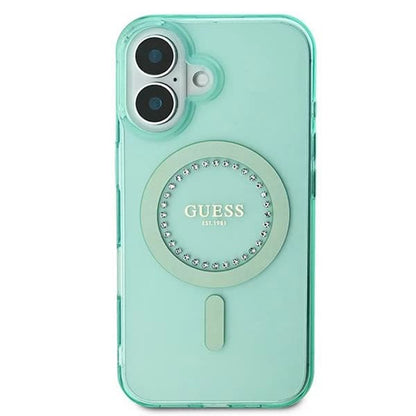 MagSafe Case for Apple iPhone 16 Plus, Guess, IML Rhinestone, Green