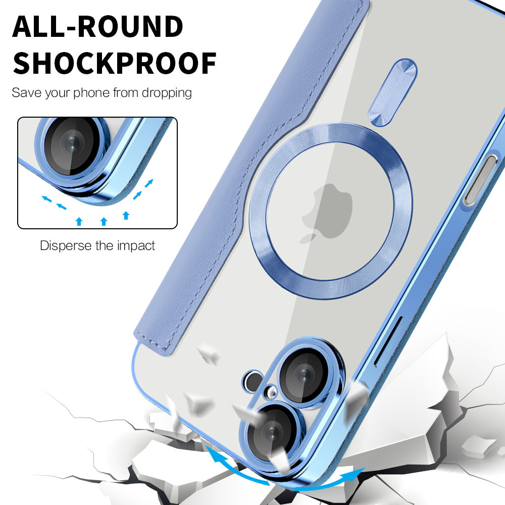 MagSafe Case for Apple iPhone 16 Plus, Techsuit, SmartMag Book, Blue
