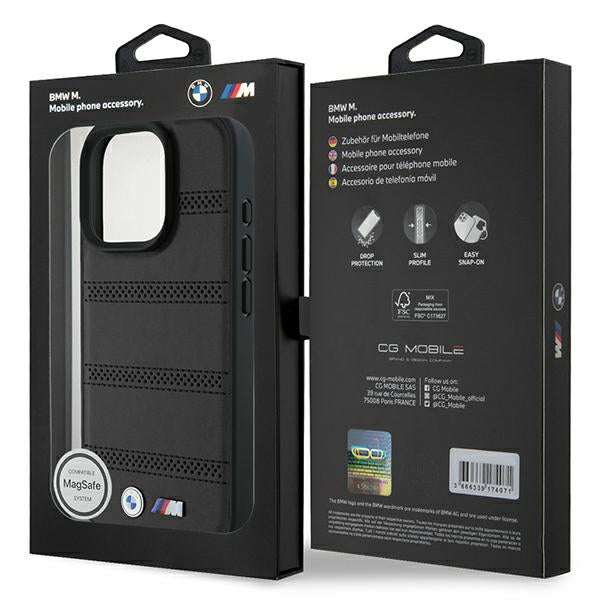 MagSafe Case for Apple iPhone 16 Pro, BMW, M Perforated And Stitched Line, Black
