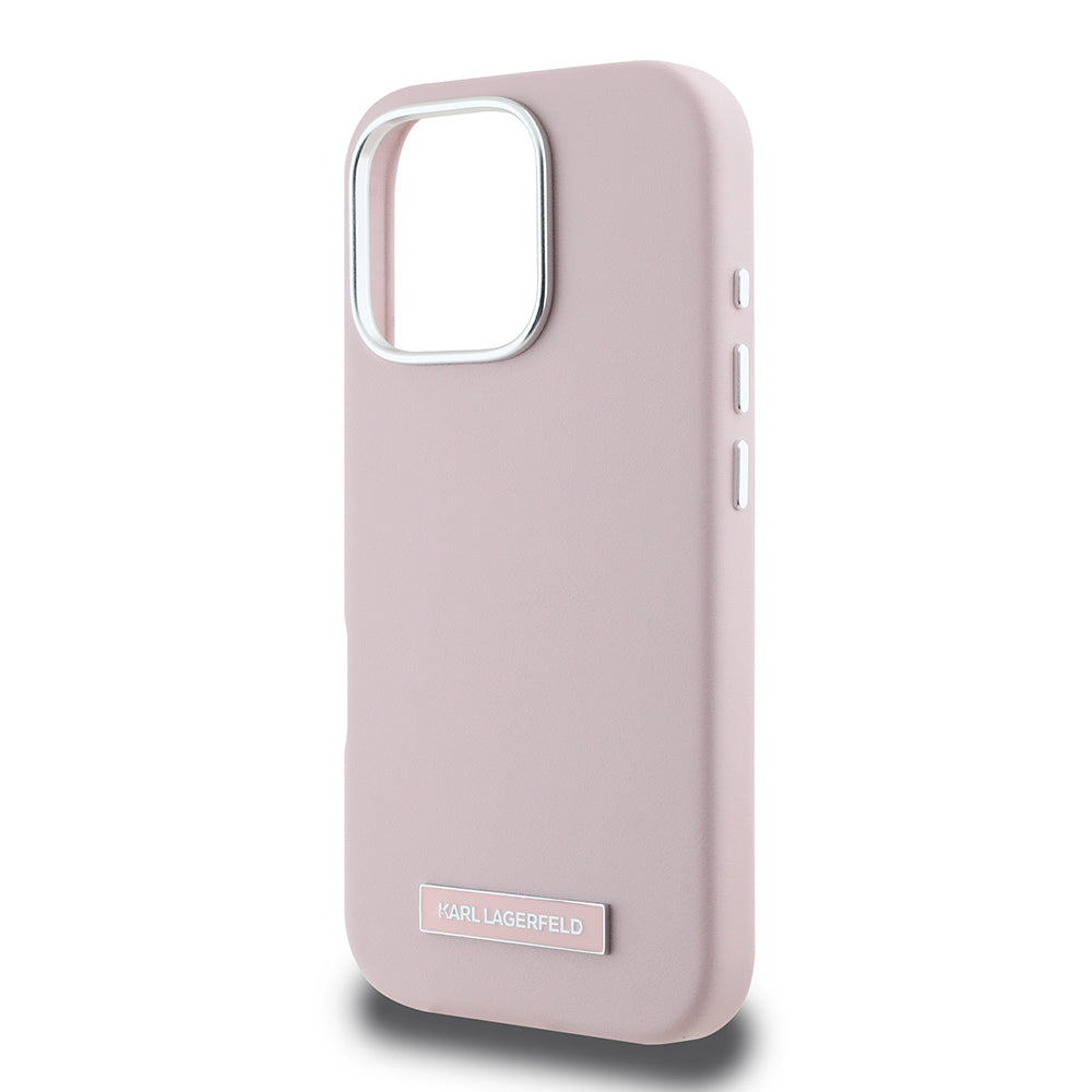 MagSafe Case for Apple iPhone 16 Pro, Karl Lagerfeld, FW Metal Plate, Pink
