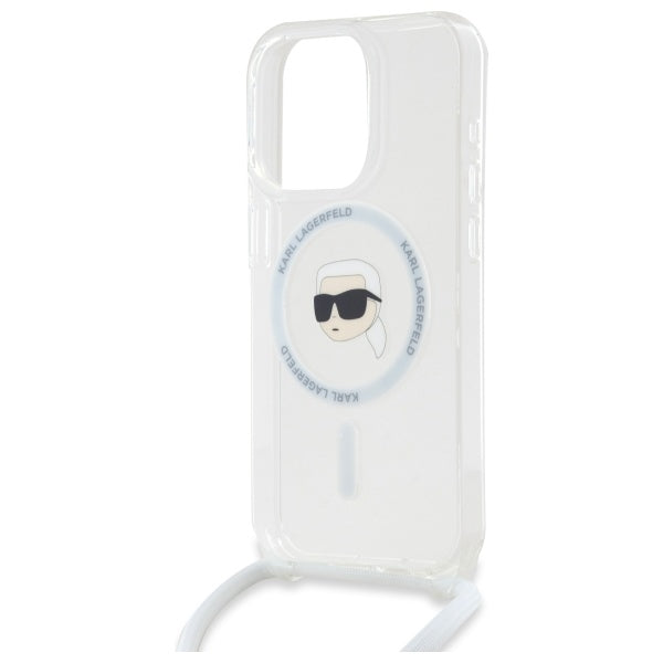 MagSafe Case for Apple iPhone 16 Pro, Karl Lagerfeld, IML Crossbody Karl's Head, Transparent
