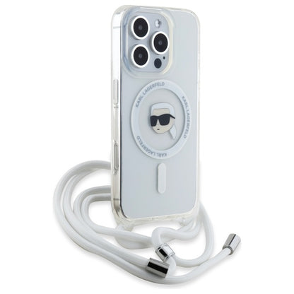 MagSafe Case for Apple iPhone 16 Pro, Karl Lagerfeld, IML Crossbody Karl's Head, Transparent