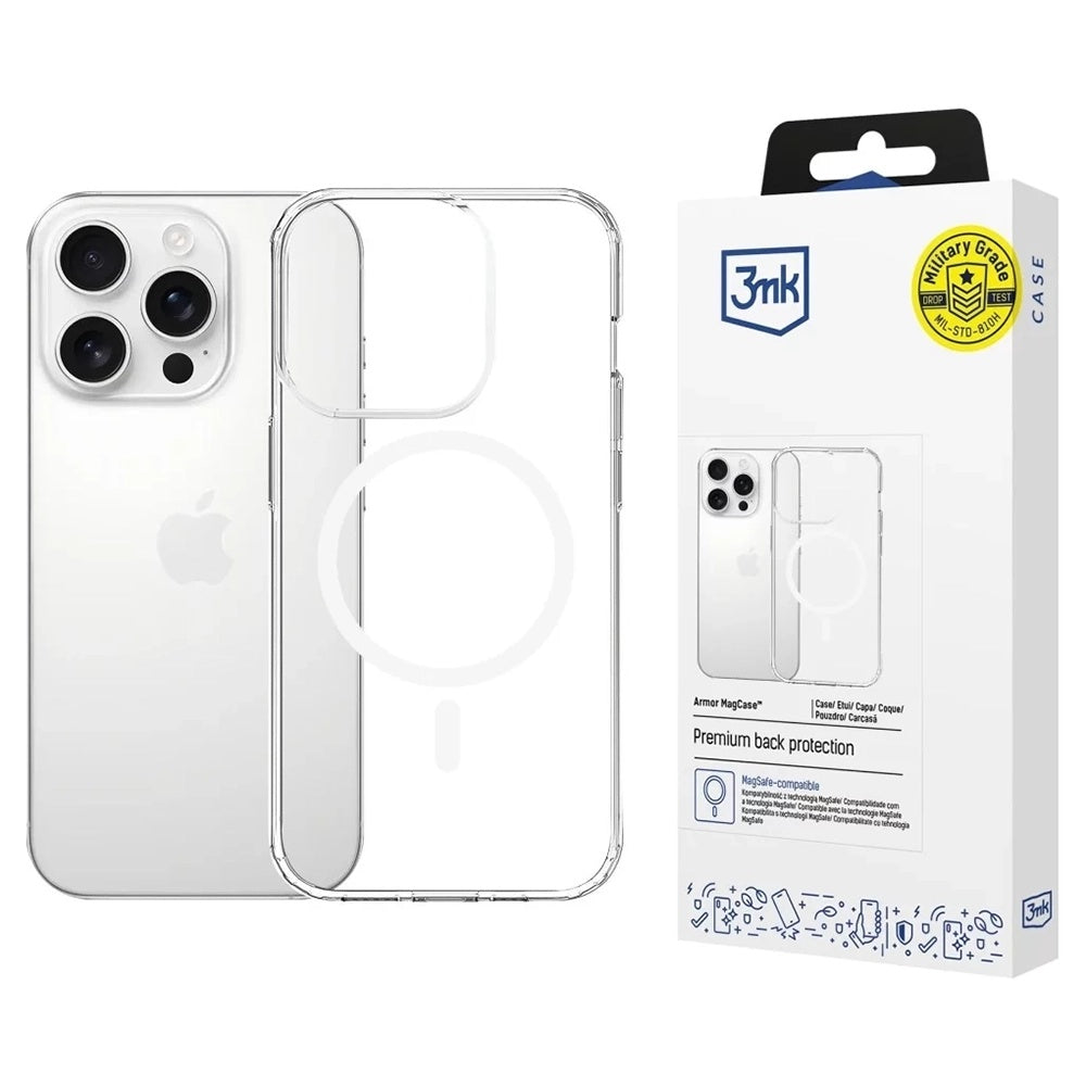 MagSafe Case for Apple iPhone 16 Pro Max, 3MK, Armor MagCase, Transparent