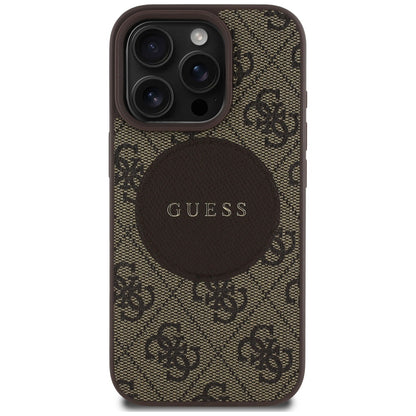 MagSafe Case for Apple iPhone 16 Pro Max, Guess, 4G Circle Classic Logo, Brown