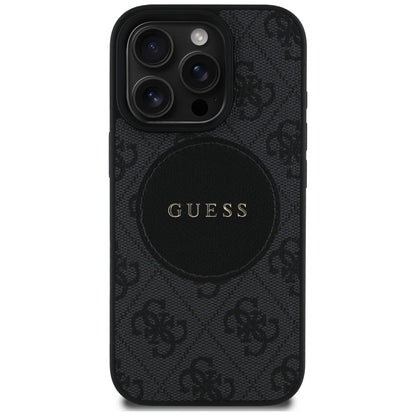 MagSafe Case for Apple iPhone 16 Pro Max, Guess, 4G Circle Classic Logo, Black