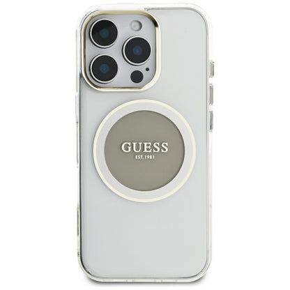 MagSafe Case for Apple iPhone 16 Pro Max, Guess, IML Metal Colored Circle, Gray