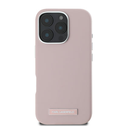 MagSafe Case for Apple iPhone 16 Pro Max, Karl Lagerfeld, FW Metal Plate, Pink