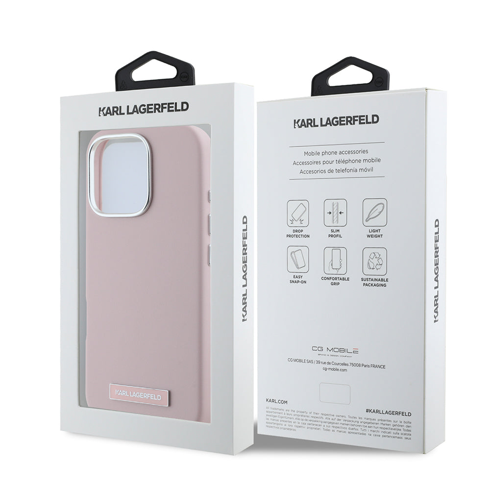 MagSafe Case for Apple iPhone 16 Pro Max, Karl Lagerfeld, FW Metal Plate, Pink