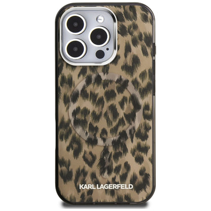 MagSafe Case for Apple iPhone 16 Pro Max, Karl Lagerfeld, IML Leopard Pattern, Brown
