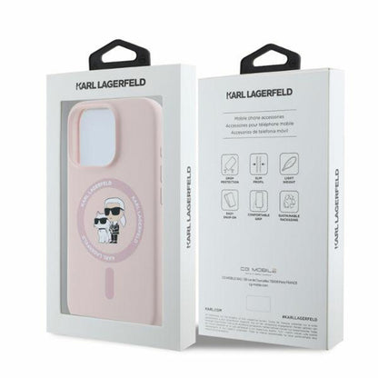 MagSafe Case for Apple iPhone 16 Pro Max, Karl Lagerfeld, Silicone Ring Karl & Choupette, Pink