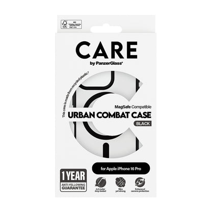 MagSafe Case for Apple iPhone 16 Pro Max, PanzerGlass, Urban Combat Care, Black Transparent