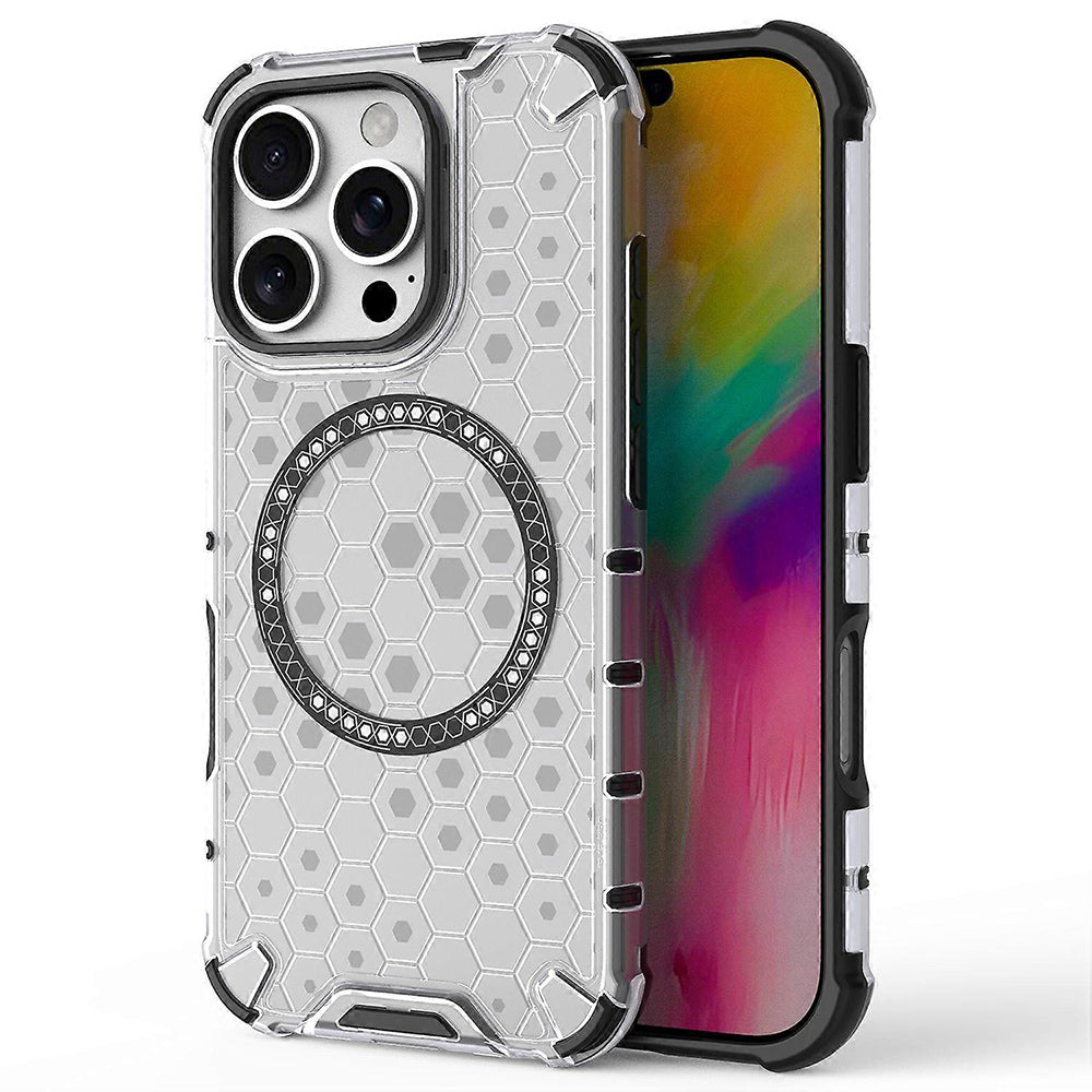MagSafe Case for Apple iPhone 16 Pro Max, Techsuit, HoneyComb Shield, White