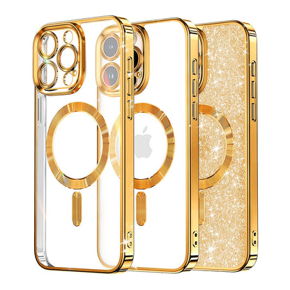 MagSafe Case for Apple iPhone 16 Pro Max, Techsuit, Luxury Glitter, Gold