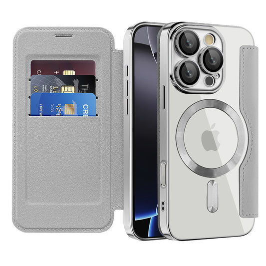 MagSafe Case for Apple iPhone 16 Pro Max, Techsuit, SmartMag Book, Gray