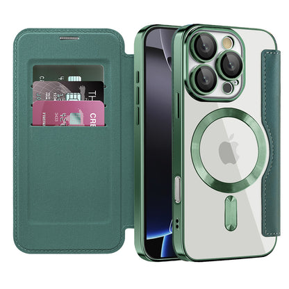 MagSafe Case for Apple iPhone 16 Pro Max, Techsuit, SmartMag Book, Green