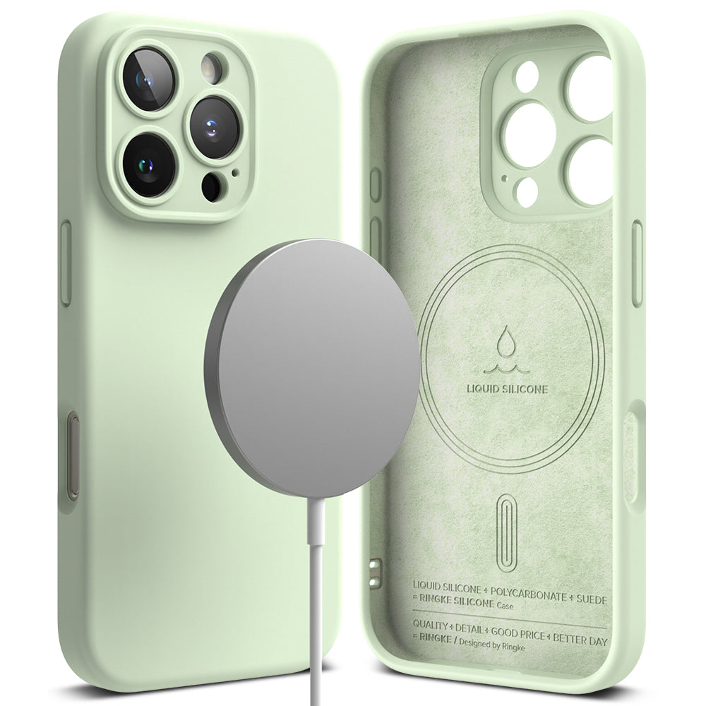 MagSafe Case for Apple iPhone 16 Pro, Ringke, Silicone, Light Green