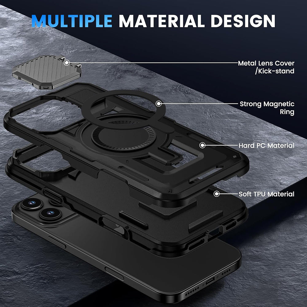 MagSafe Case for Apple iPhone 16 Pro, Techsuit, CamVault, Black