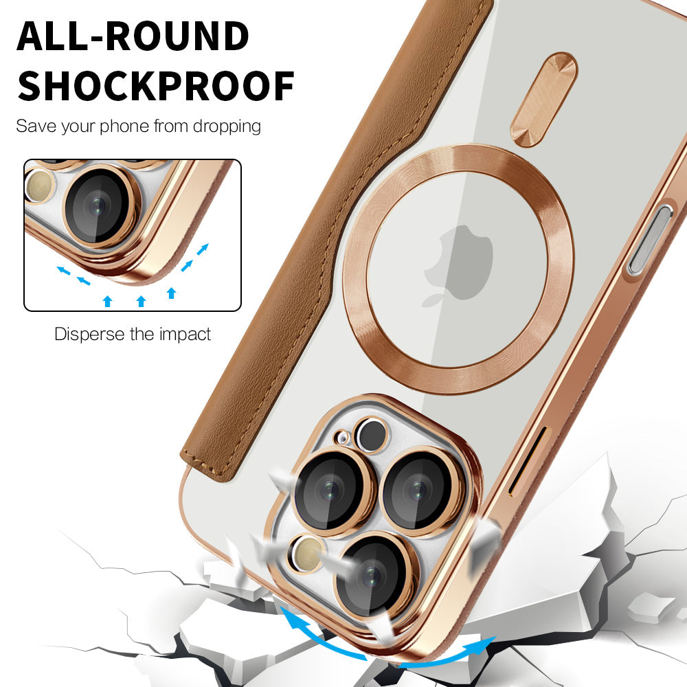 MagSafe Case for Apple iPhone 16 Pro, Techsuit, SmartMag Book, Brown