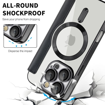 MagSafe Case for Apple iPhone 16 Pro, Techsuit, SmartMag Book, Black