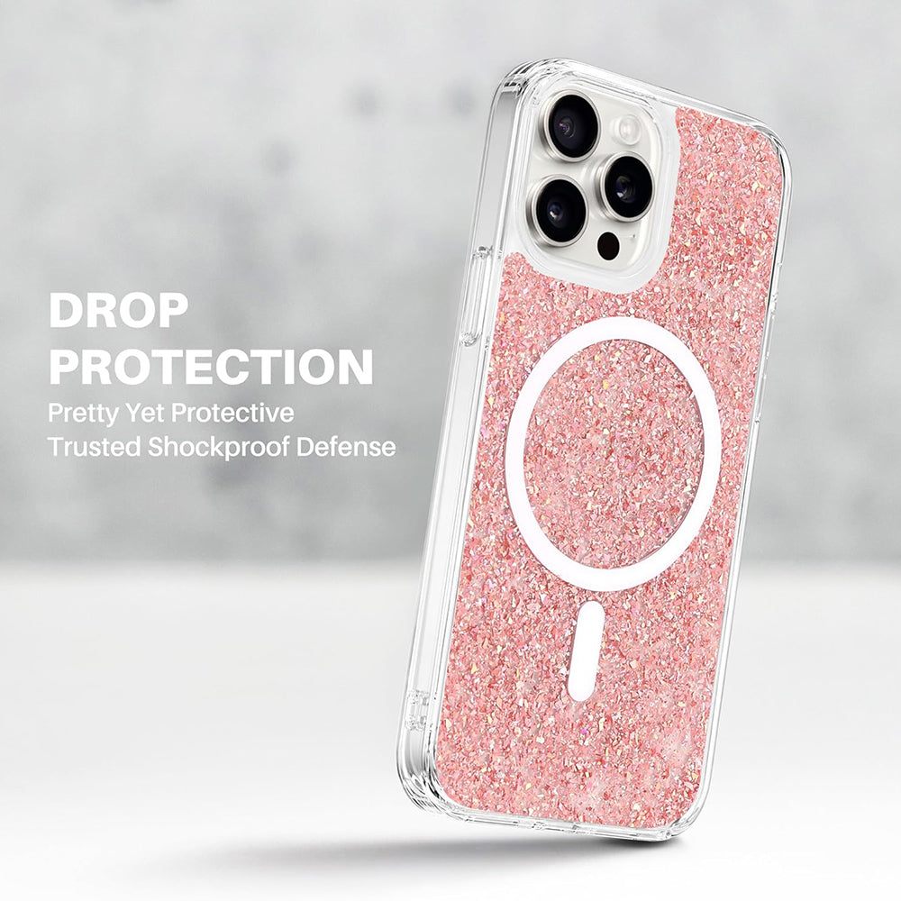 MagSafe Case for Apple iPhone 16 Pro, Techsuit, Sparkly Glitter, Purple