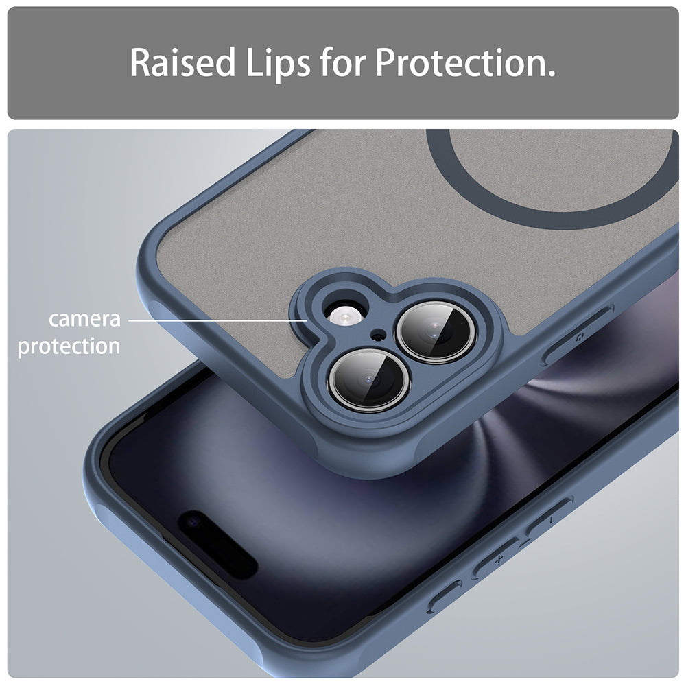 MagSafe Case for Apple iPhone 16, Techsuit, HaloFrost II, Navy Blue