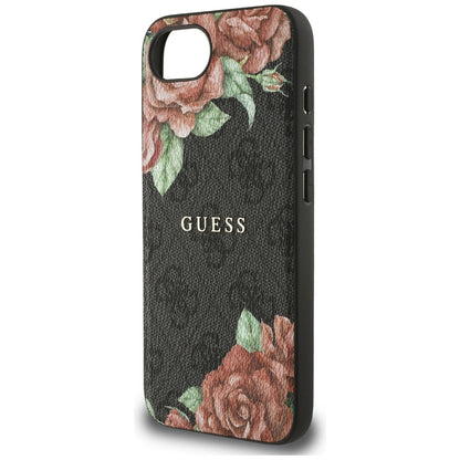 MagSafe Case for Apple iPhone 16e, Guess, 4G Flowers Print, Black