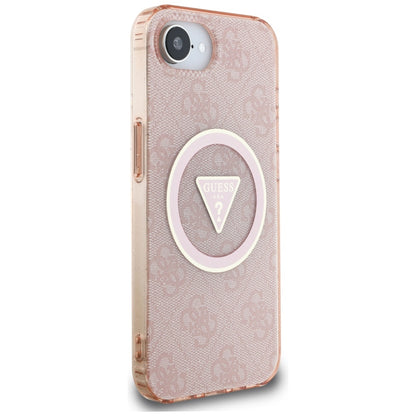 MagSafe Case for Apple iPhone 16e, Guess, IML Glitter 4G Circle Triangle, Pink