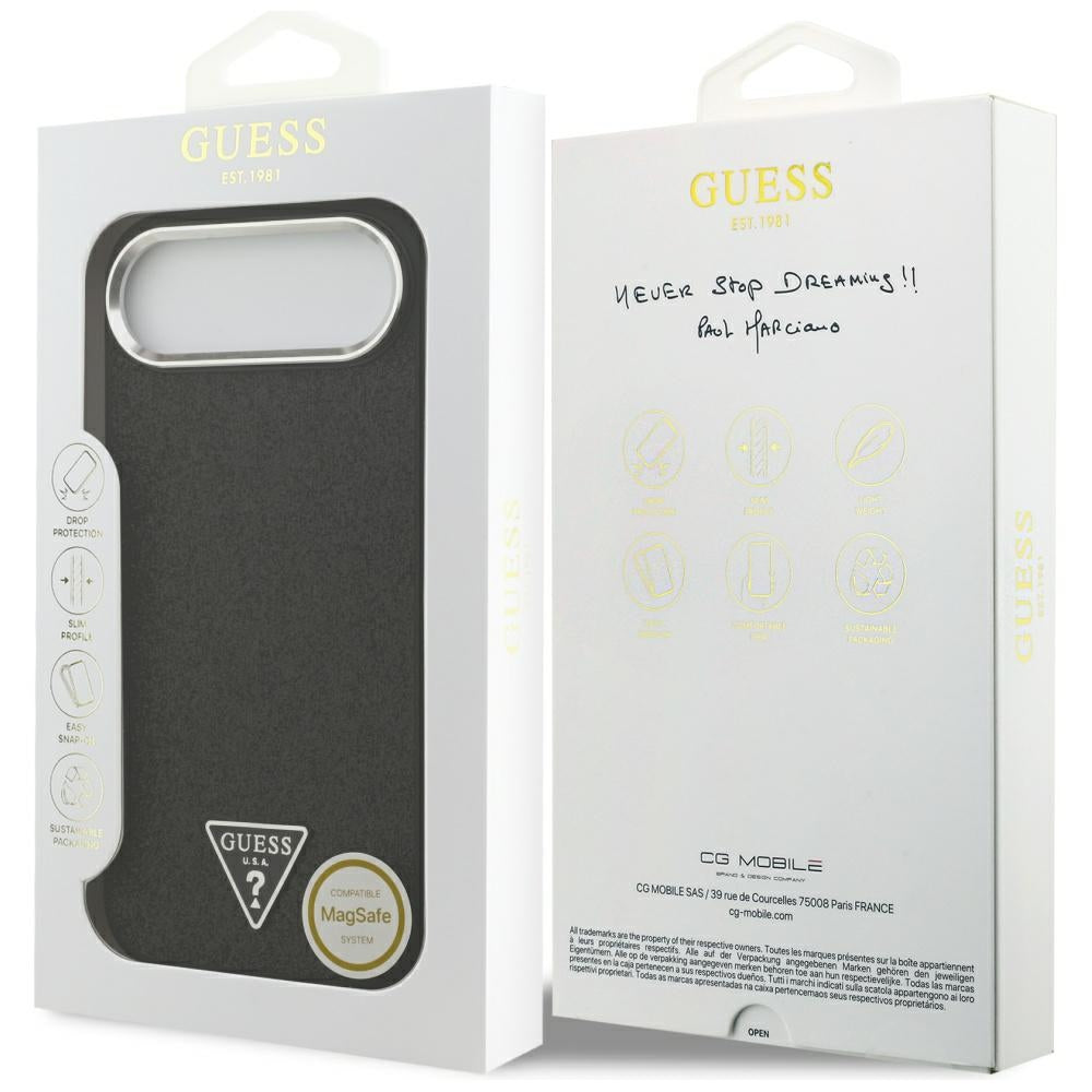 MagSafe Case for Apple iPhone 17 Air, Guess, Glitter Triangle Logo, Black