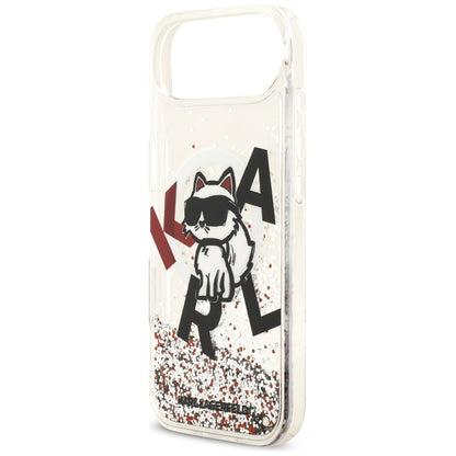 MagSafe Case for Apple iPhone 17 Air, Karl Lagerfeld, Liquid Glitter Choupette Logo, Transparent
