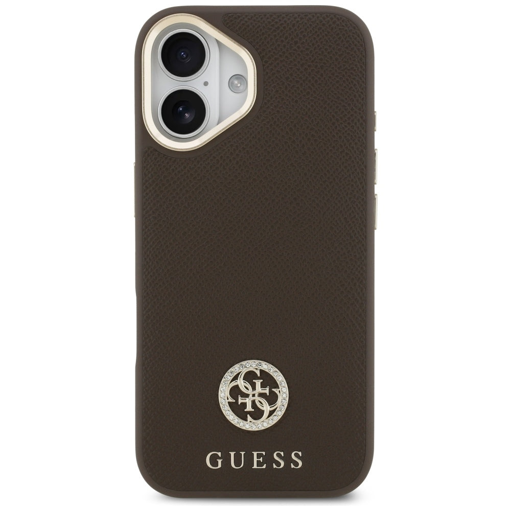 MagSafe Case for Apple iPhone 17, Guess, Grained Strass Logo, Brown