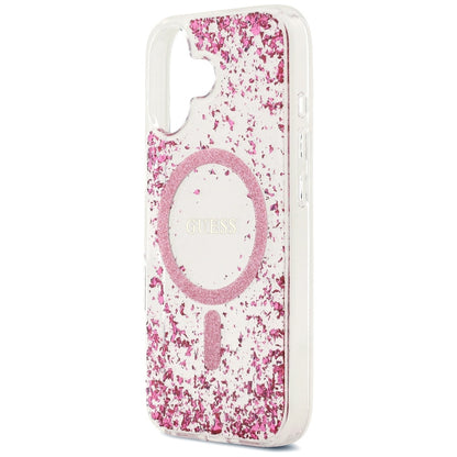 MagSafe Case for Apple iPhone 17, Guess, Resin Bottom Glitter, Pink