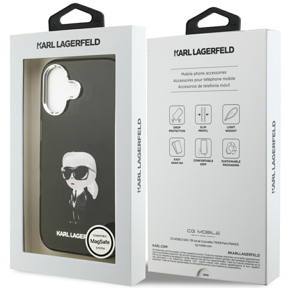 MagSafe Case for Apple iPhone 17, Karl Lagerfeld, IML Aquarelle Karl Ikonik, Black