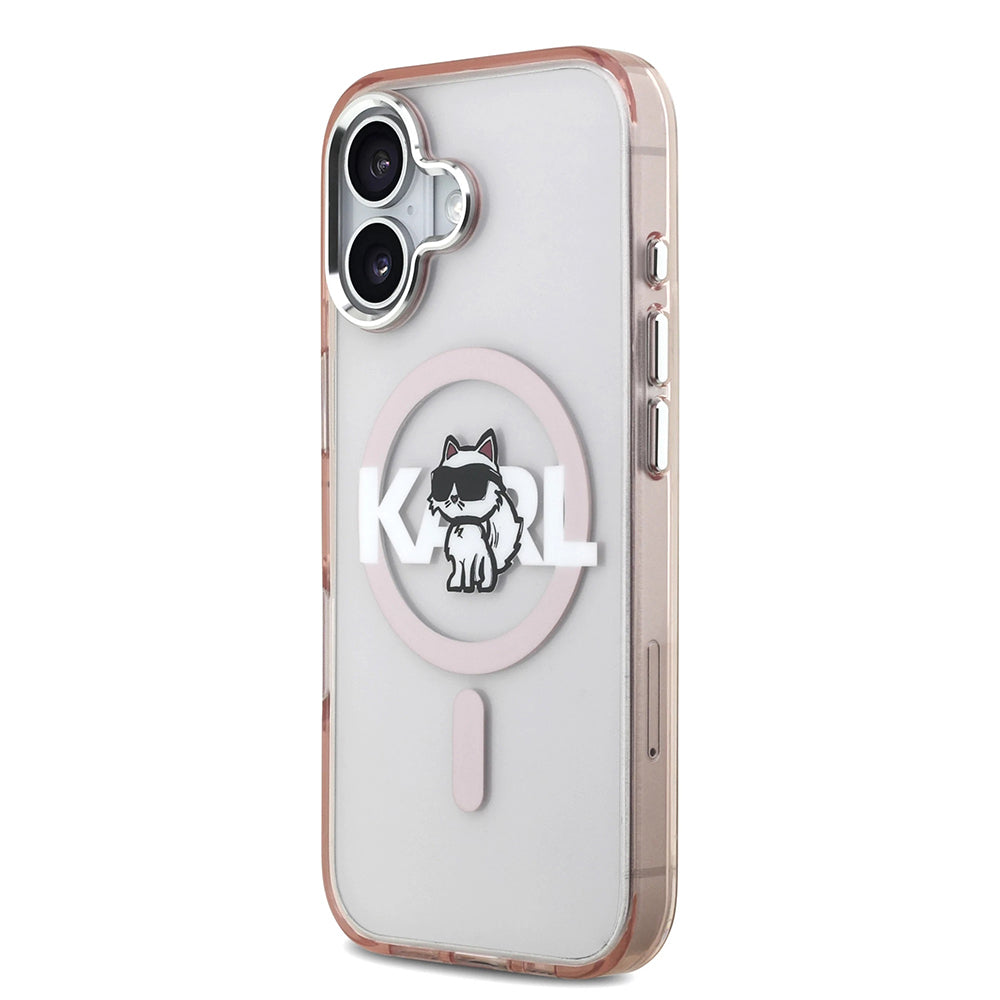 MagSafe Case for Apple iPhone 17, Karl Lagerfeld, IML Sketch Logo Choupette, Pink