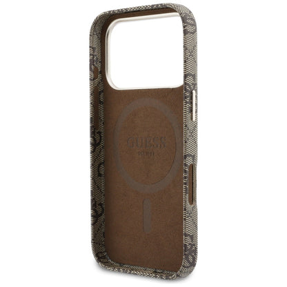 MagSafe Case for Apple iPhone 17 Pro, Guess, 4G Script Logo, Brown