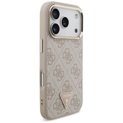 MagSafe Case for Apple iPhone 17 Pro, Guess, 4G Triangle Logo, Golden Pink