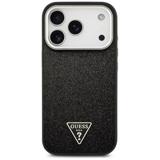 MagSafe Case for Apple iPhone 17 Pro, Guess, Glitter Triangle Logo, Black