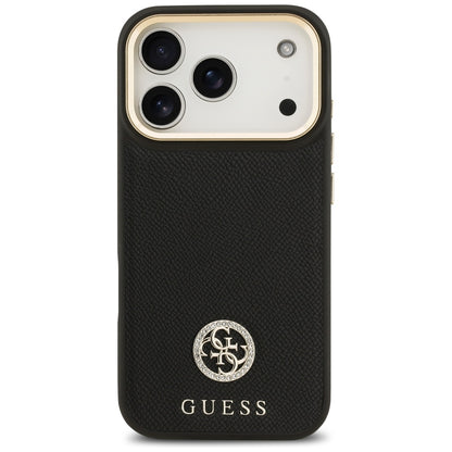 MagSafe Case for Apple iPhone 17 Pro, Guess, Grained Strass Logo, Black