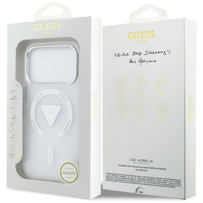 MagSafe Case for Apple iPhone 17 Pro, Guess, IML Gradient Triangle Logo, Transparent